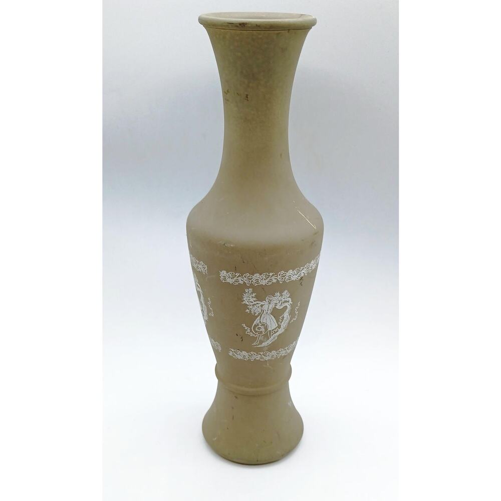 Vintage Imitation Wedgewood Sage Green Glass Bud Vase